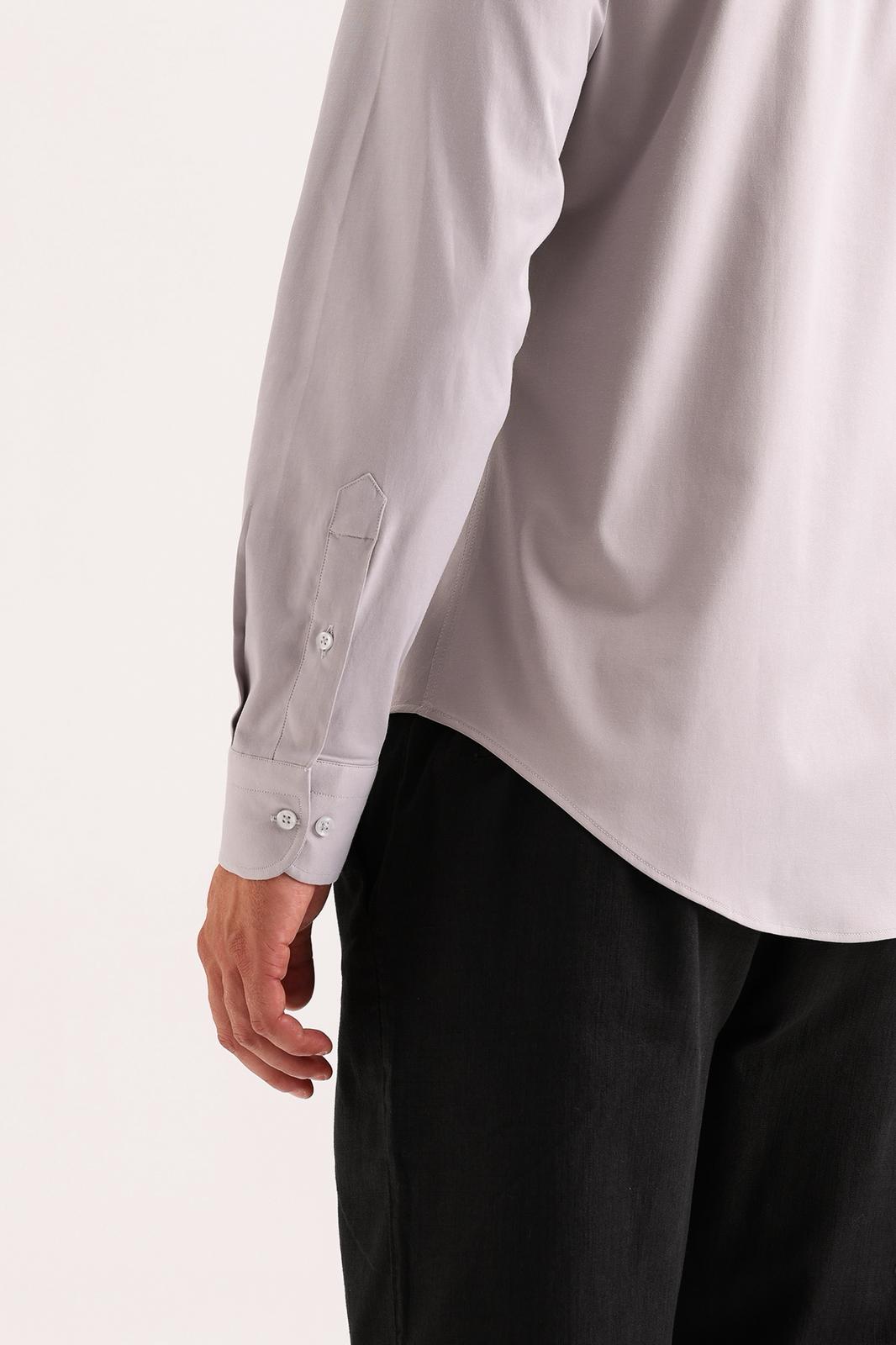Ash Grey Stretch Dress Shirt – Semi-Spread Collar (Imported)