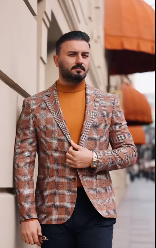 Autumn Plaid Check Blazer Slim-fit (Imported)