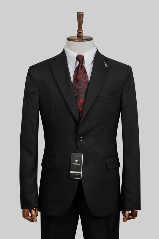 Midnight Noir – European Black Two-Piece Suit