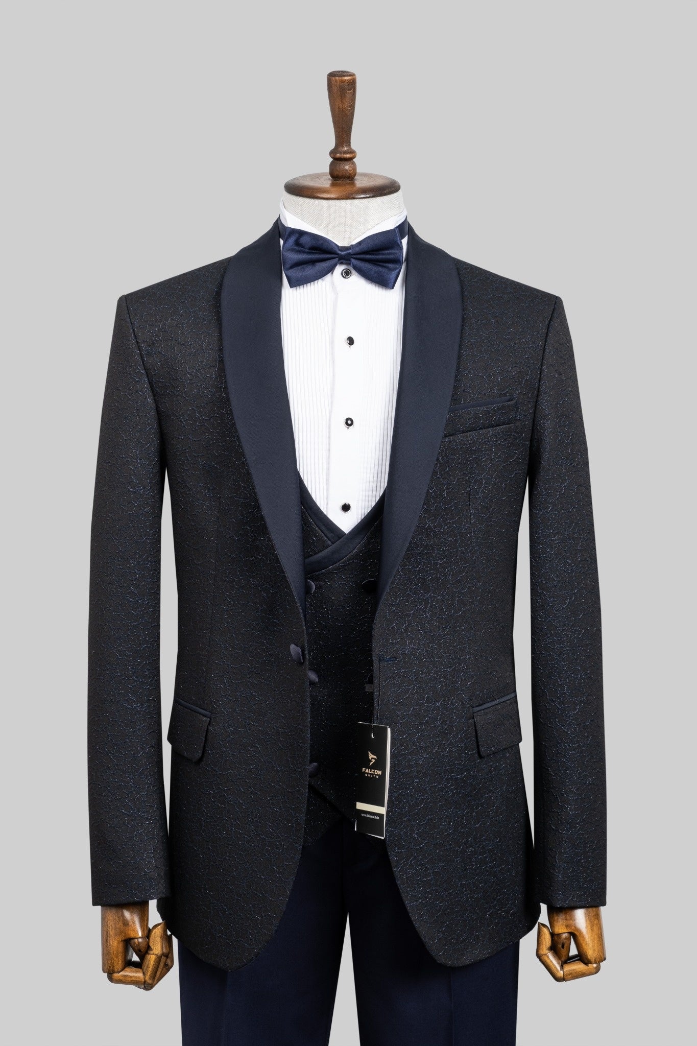 Midnight Affair – European Navy Textured 3-Piece Tuxedo Suit