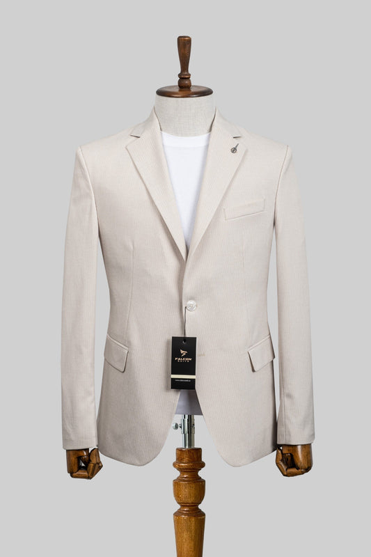 Sandline – European Linen-Blend Beige Pinstripe Blazer