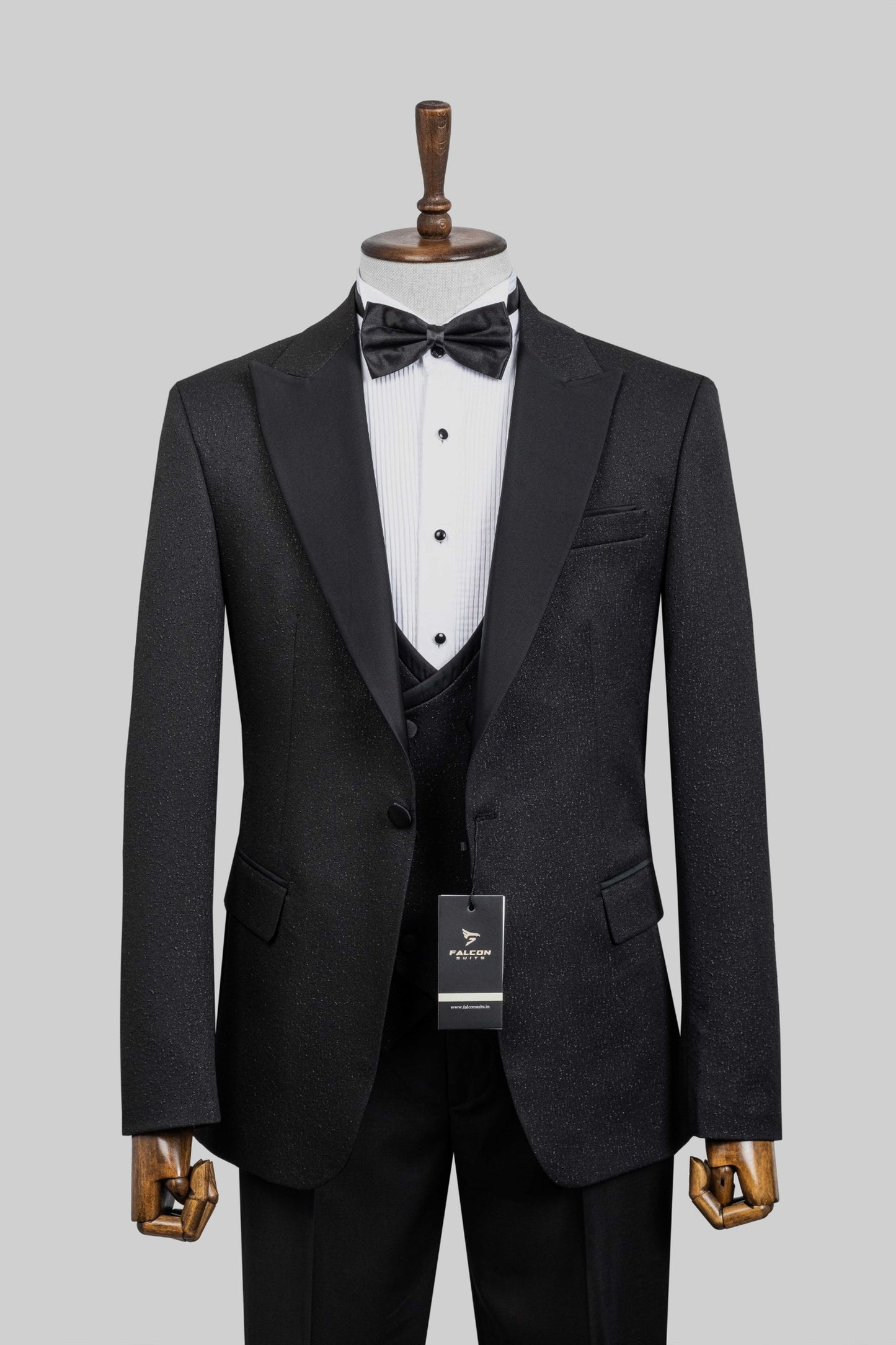 Ebony Luxe – European Black Shimmer 3-Piece Tuxedo Suit