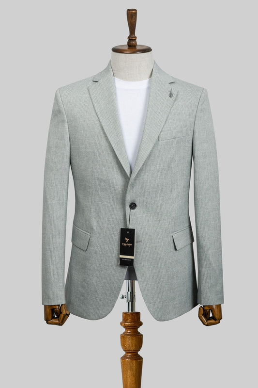 Sage Frost – European Linen-Blend Light Green Textured Blazer