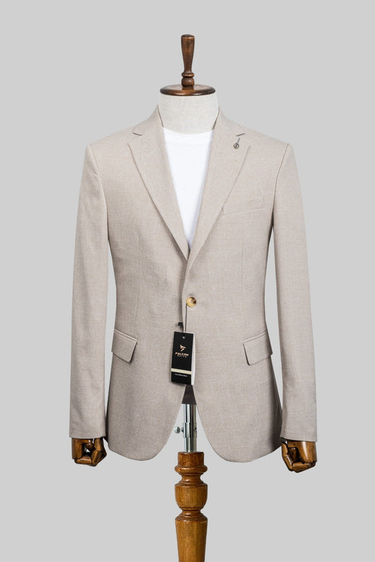 Sand Beige European Linen Blend Blazer – Lightweight Elegance