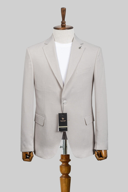 Ash Mist – European Linen Light Grey Textured Blazer