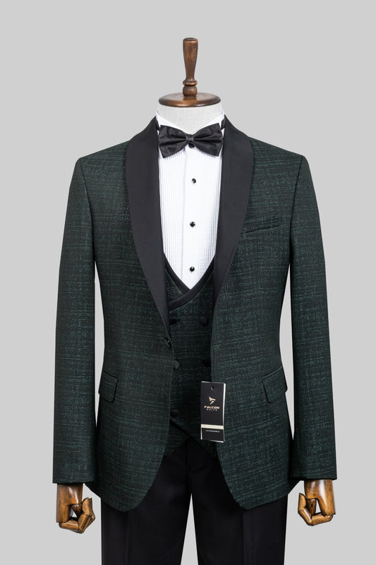 Midnight Emerald – 3 Piece European Dark Green Wedding Tuxedo