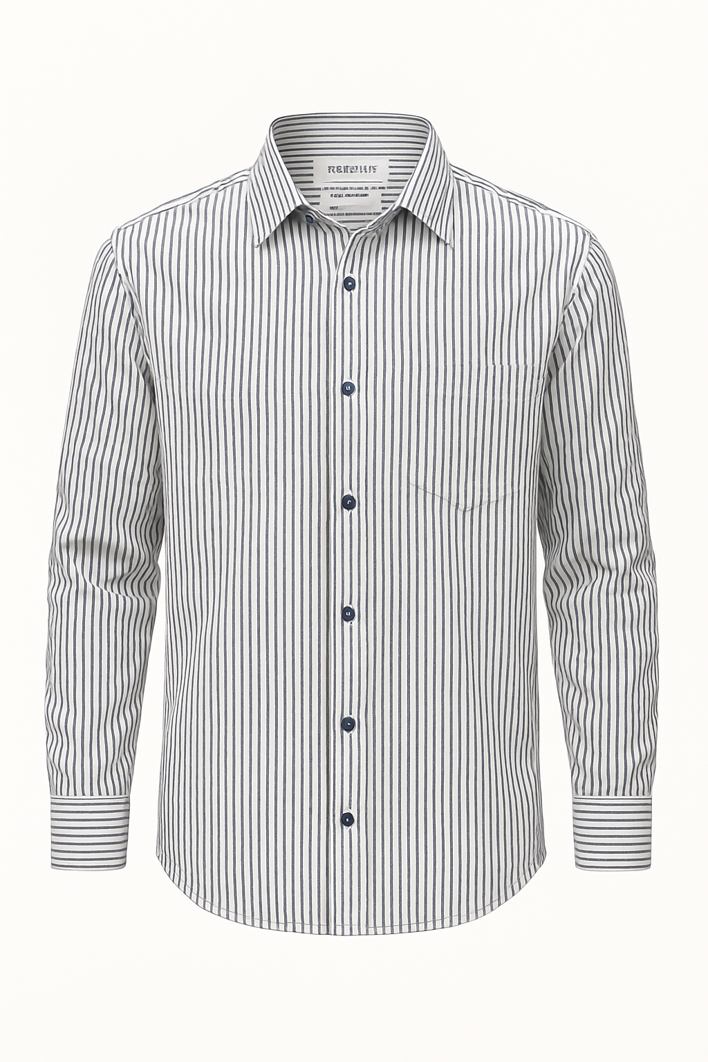 Imported White &amp; Navy Vertical Stripe Slim Fit Shirt – Men’s Casual Wear