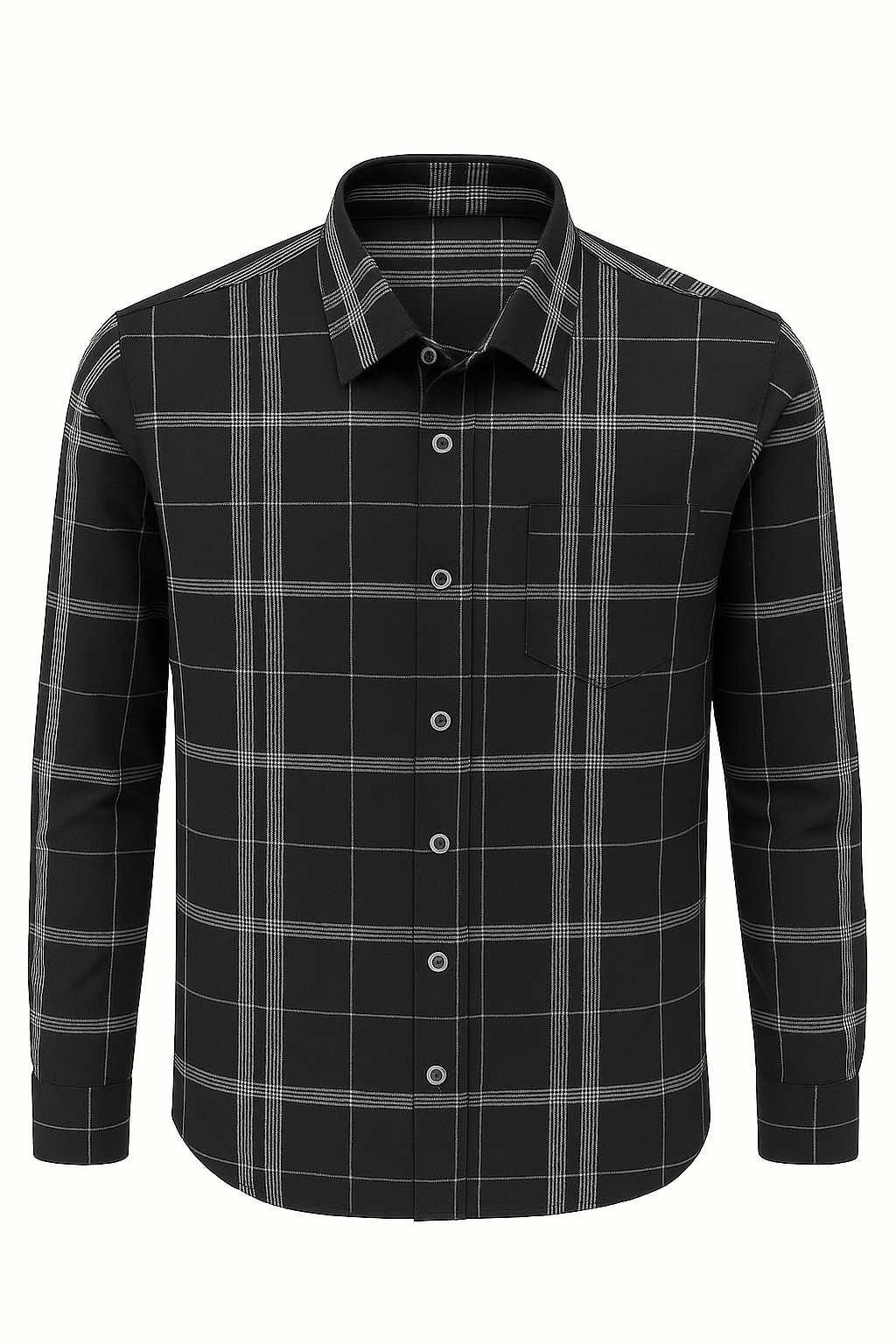 Men’s Black &amp; White Checkered Casual Shirt – Slim Fit | Collection
