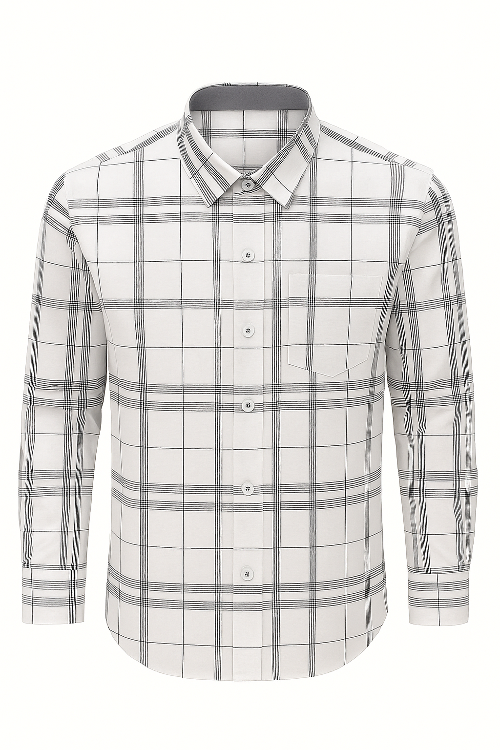 Men's White &amp; Black Checkered Casual Shirt – Slim Fit | Collection