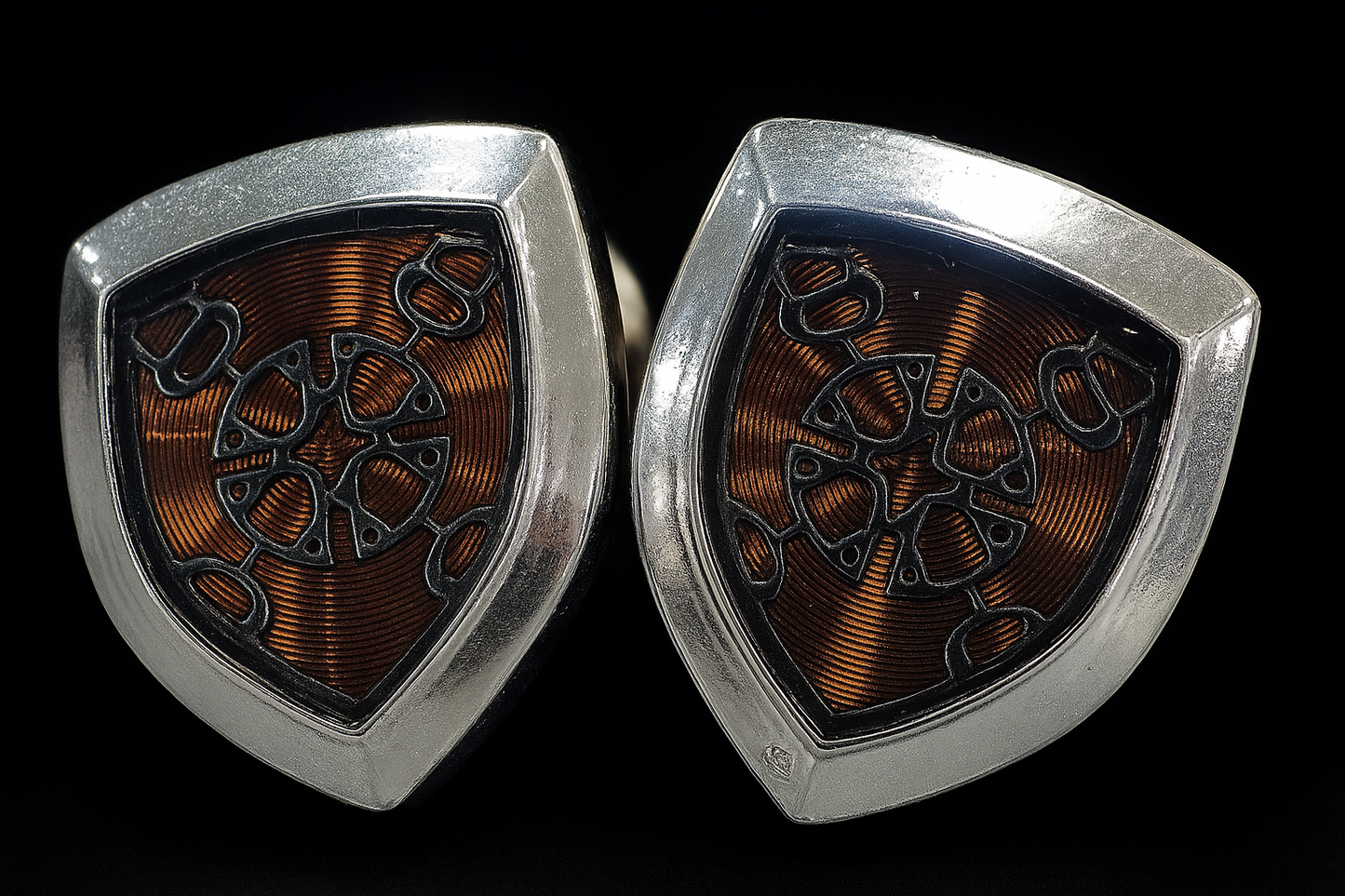 Men’s Luxury Imported Shield-Shaped Cufflinks – Brown, Green &amp; Blue Variants