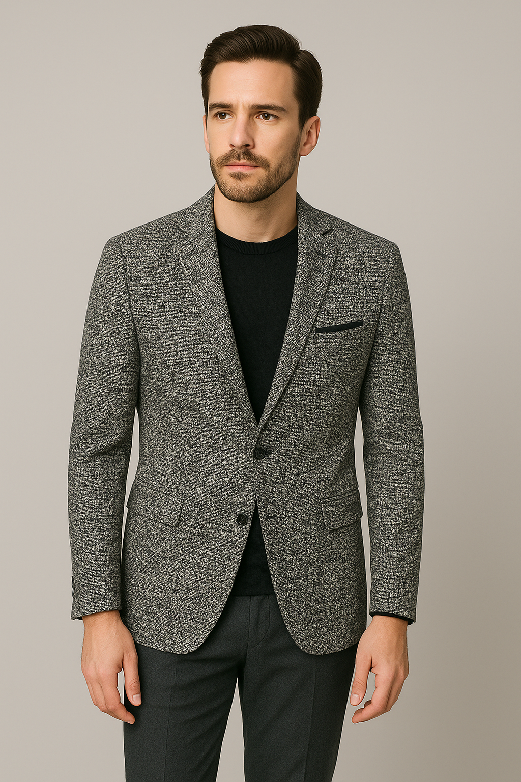 Black and White Regular Fit Blazer