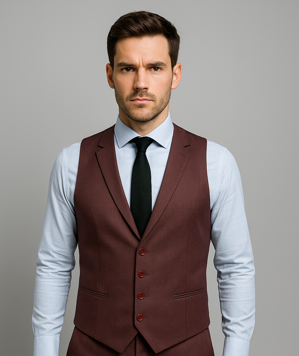 Brown Checkered Three-Piece Suit (Imported)