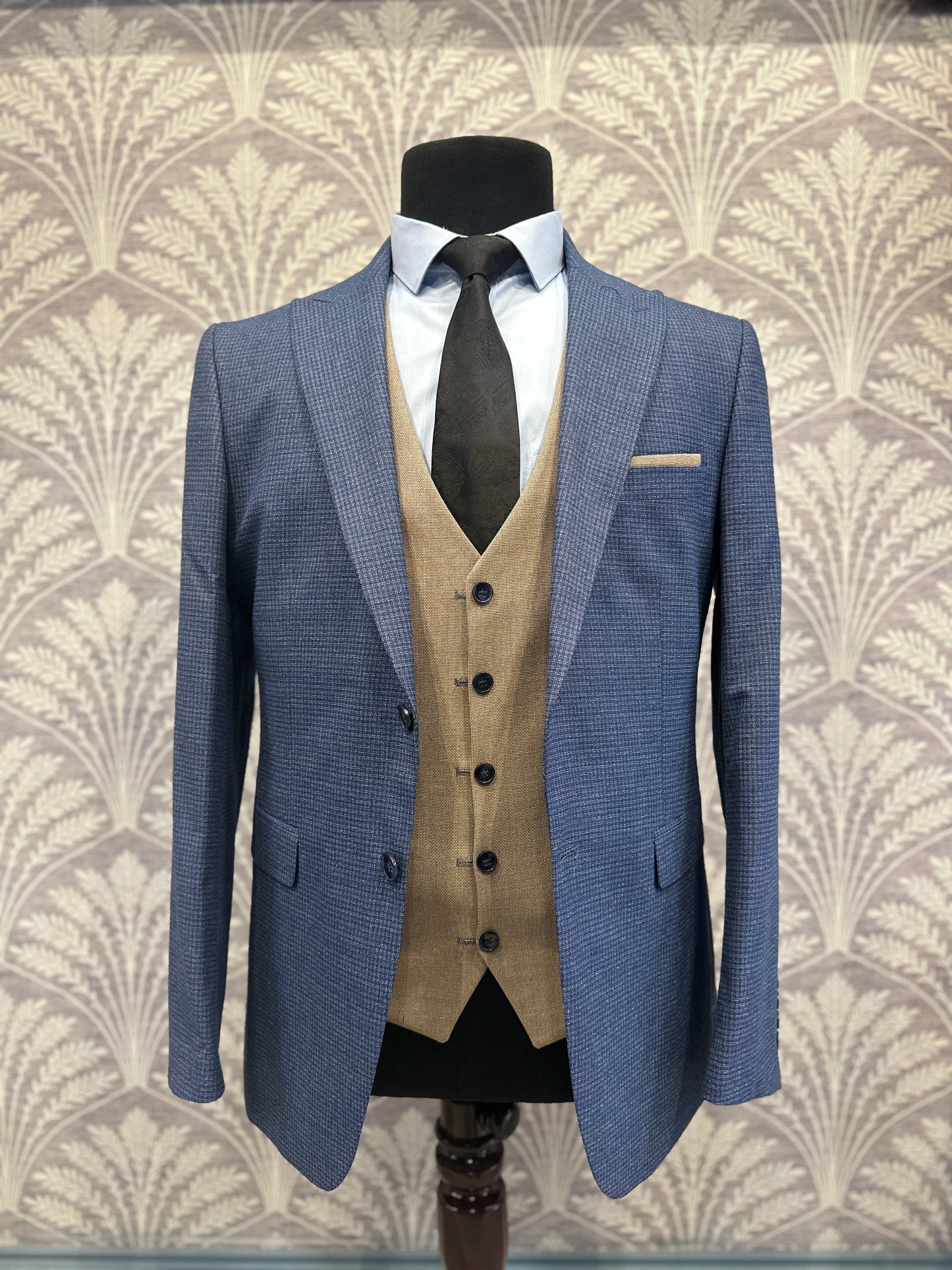 Midnight Blue 3-Piece Slim Fit Suit – Dual Look Waistcoat (Imported)