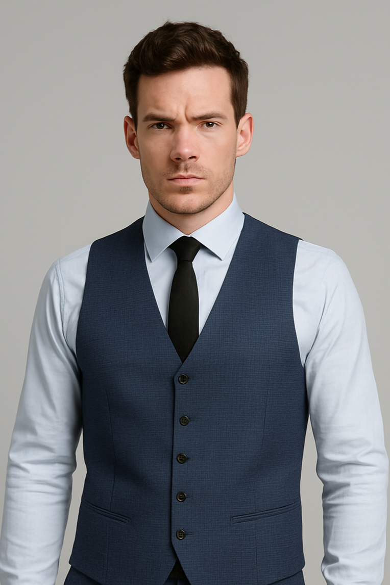 Midnight Blue 3-Piece Slim Fit Suit – Dual Look Waistcoat (Imported)