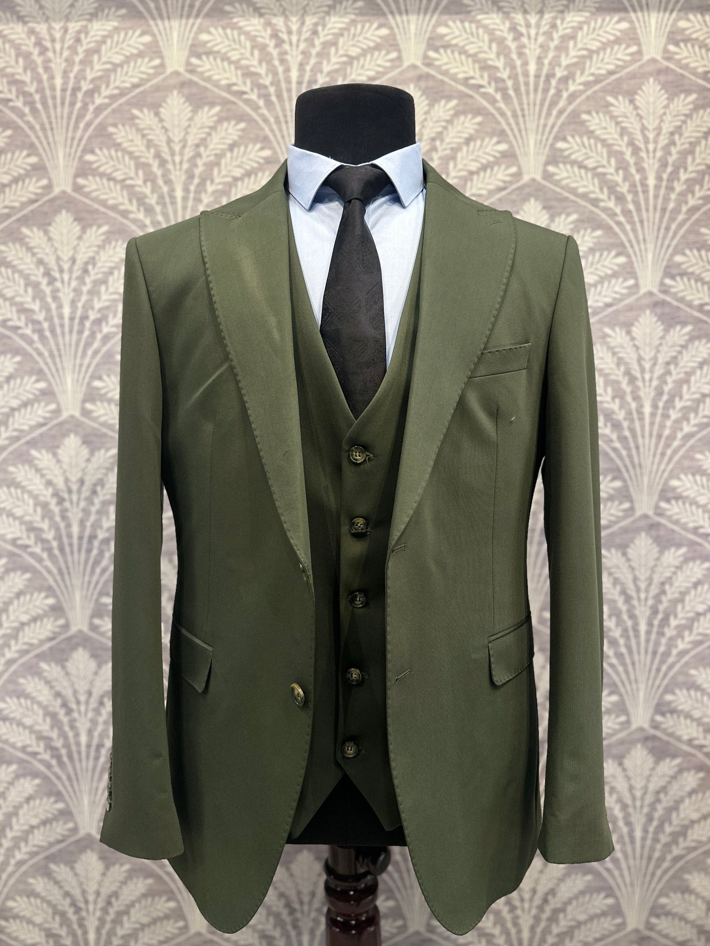 Olive Green Three-Piece Slim fit Suit (Imported)