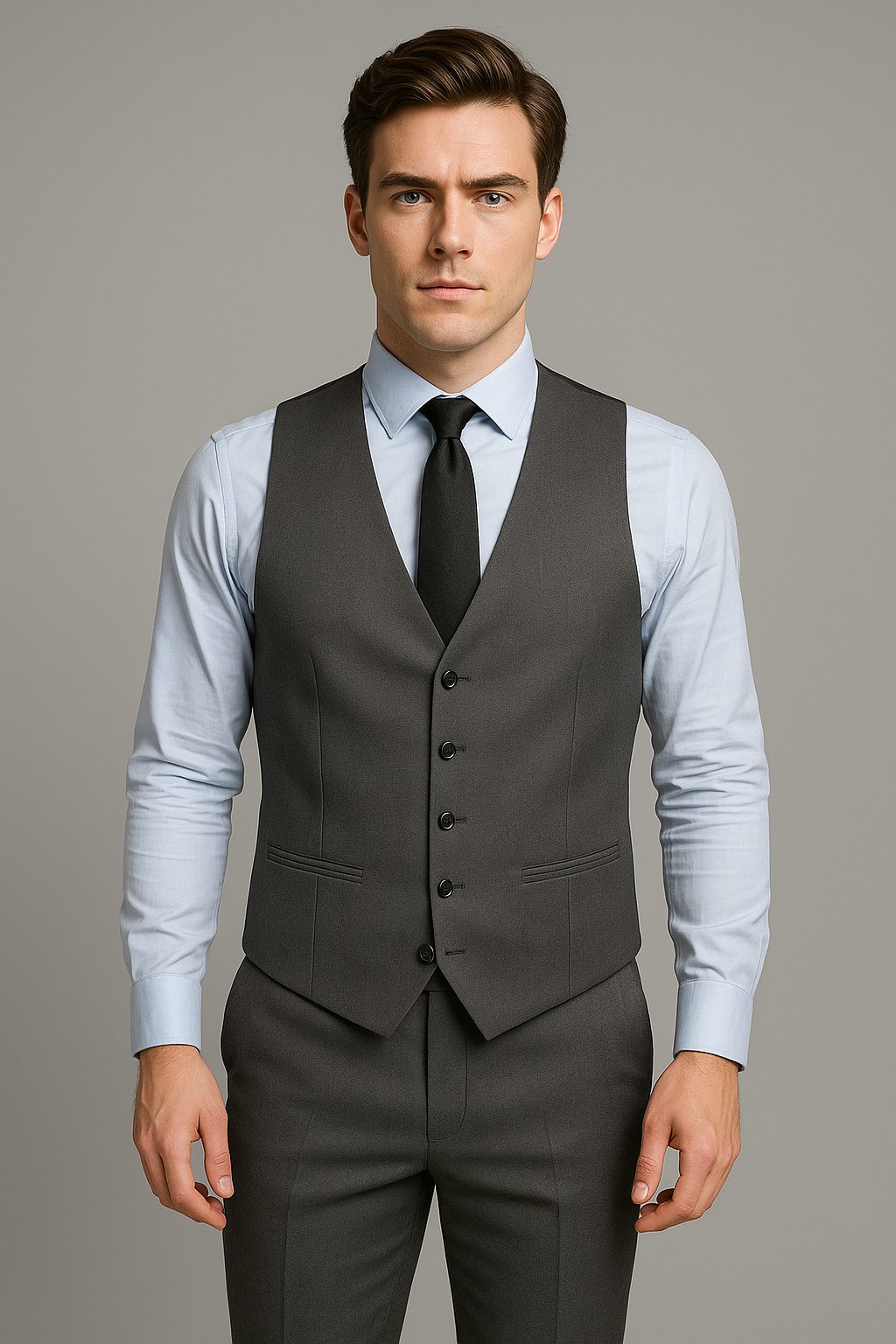 Charcoal Grey Slim Fit Three-Piece Suit (Imported)