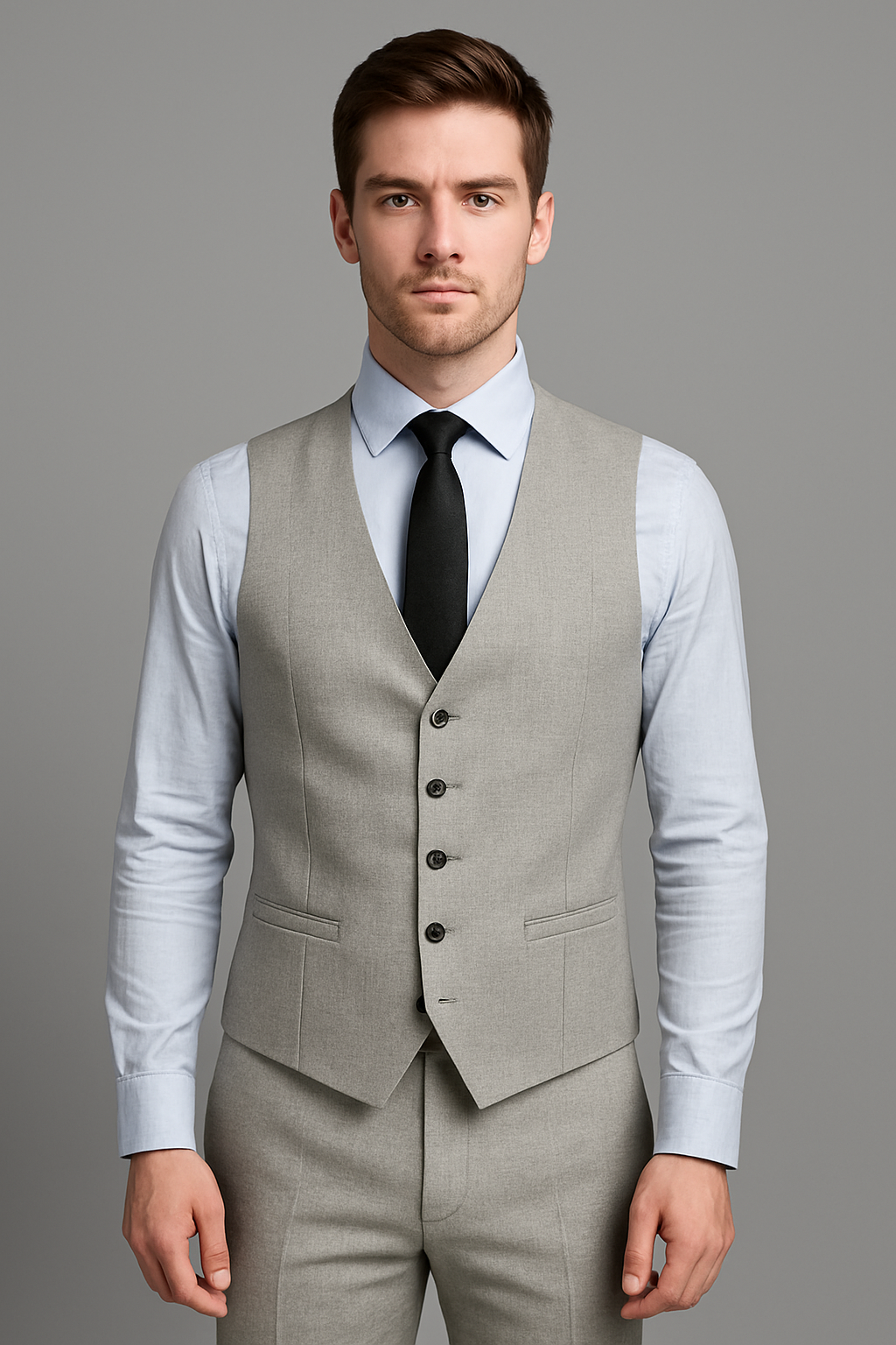 Ash Grey Slim Fit Three-Piece Suit (Imported)