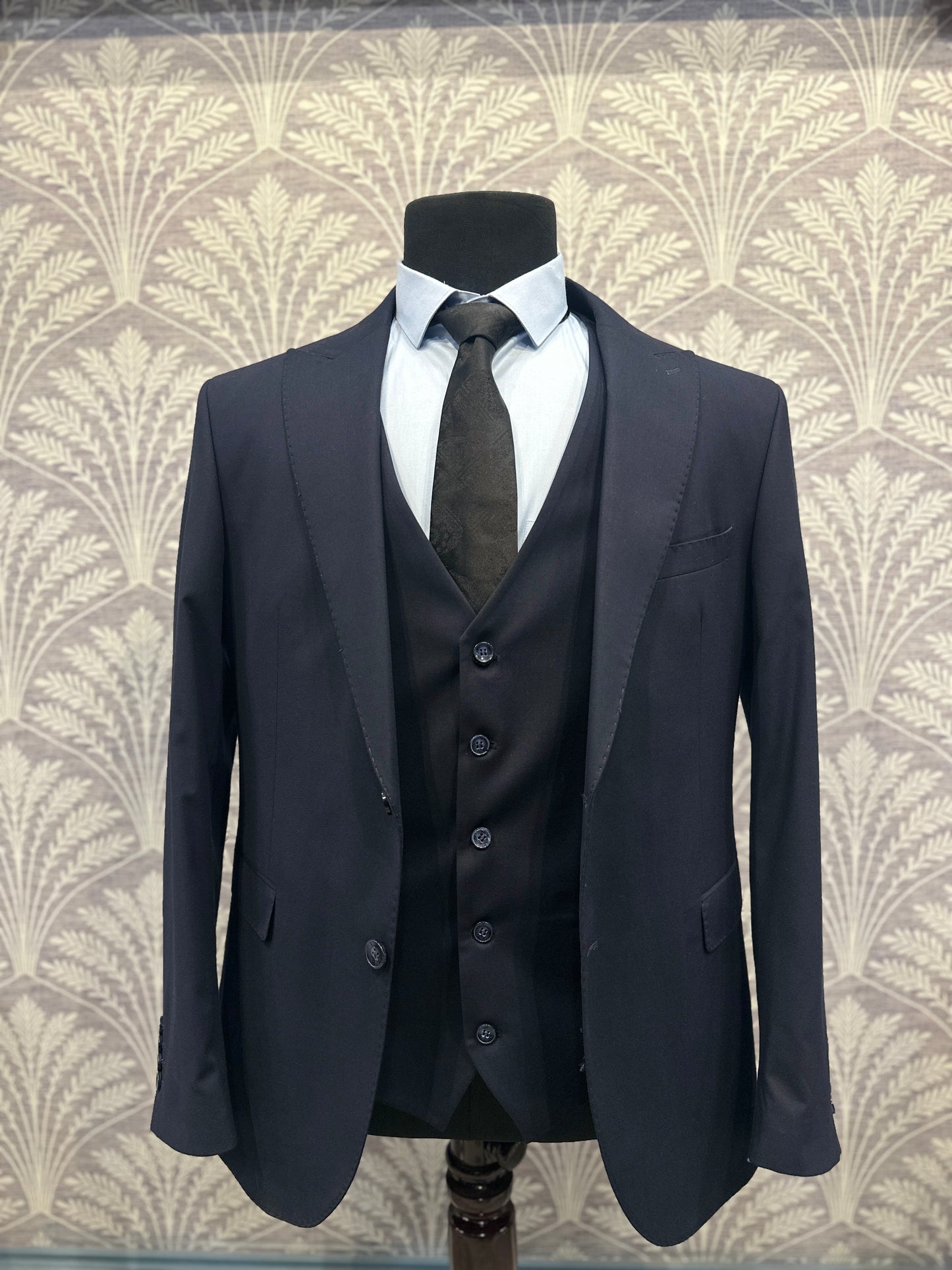 Dark Blue Slim Fit Three-Piece Suit (Imported)