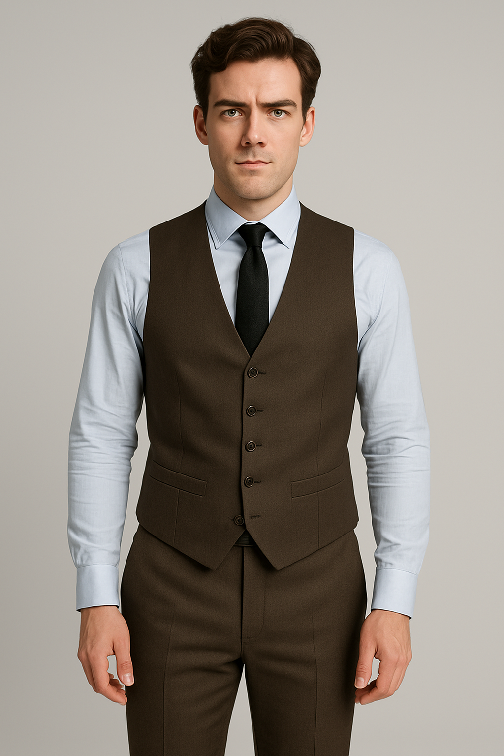 Dark Brown Slim Fit Three-Piece Suit (Imported)