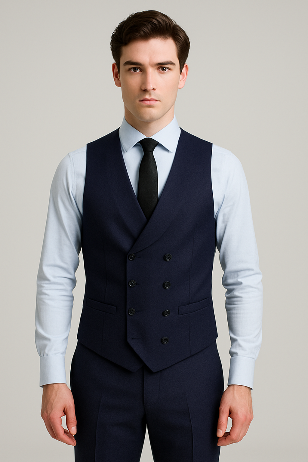 Royal Purple Slim Fit 3-Piece Suit with Double-Breasted Waistcoat (Imported)