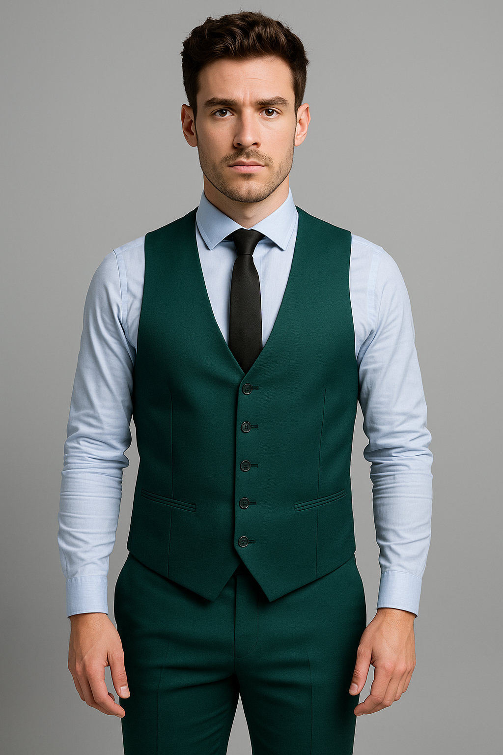 Emerald Green Slim Fit 3-Piece Suit with Classic Waistcoat