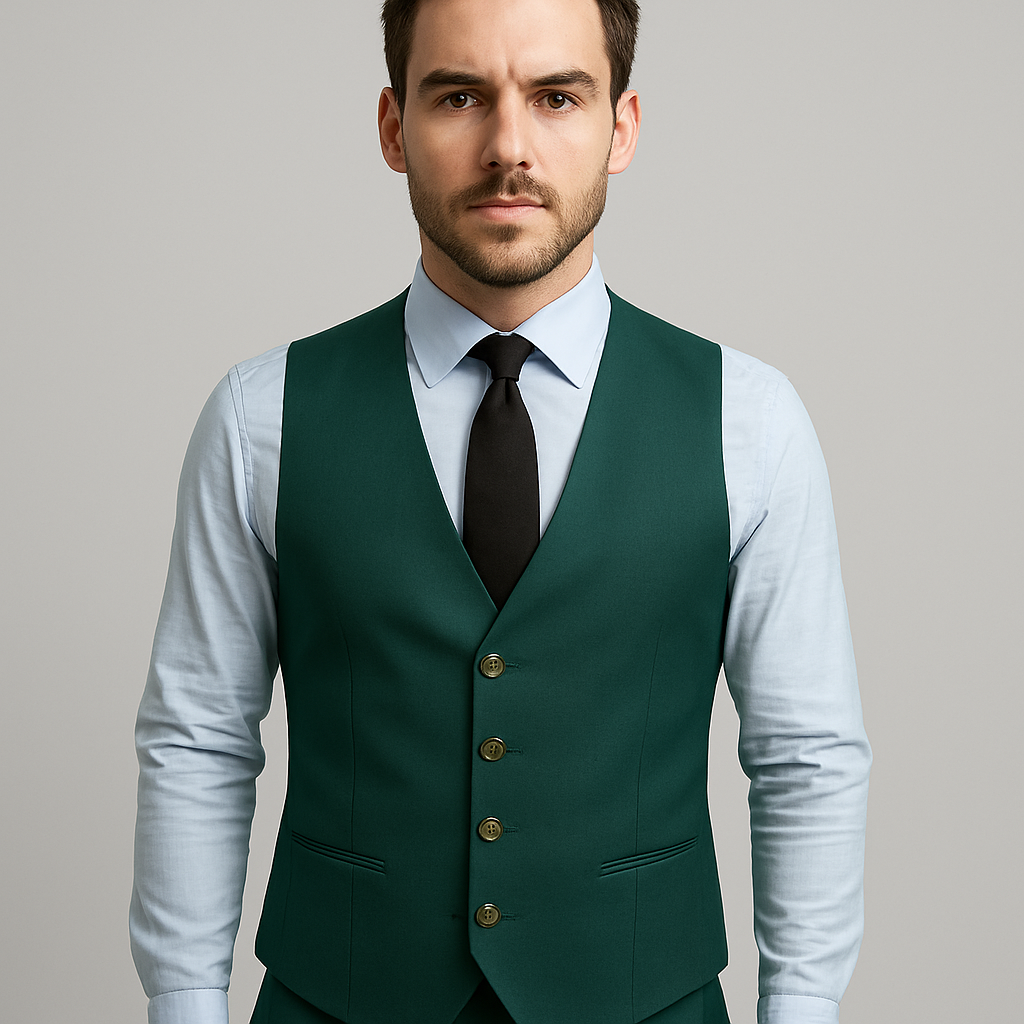 Forest Green Slim Fit 3-Piece Suit with Classic Waistcoat