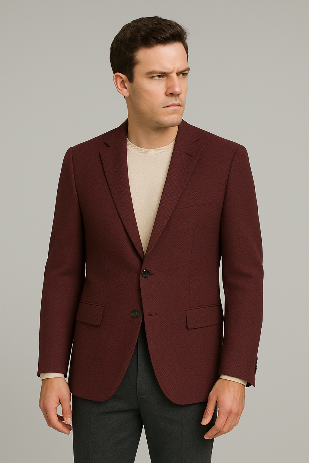 Wine Slim Fit Blazer - KTY (Imported)