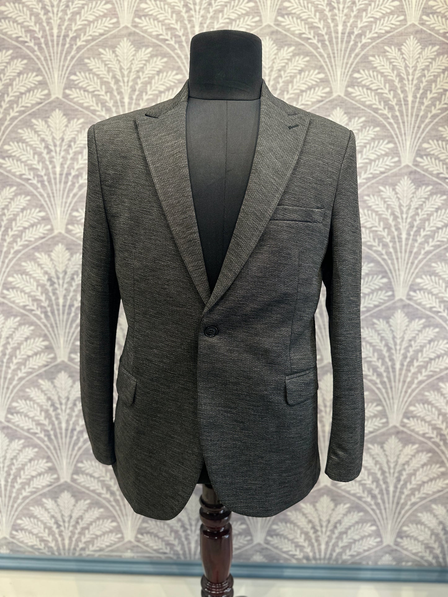Charcoal Textured Slim fit Blazer