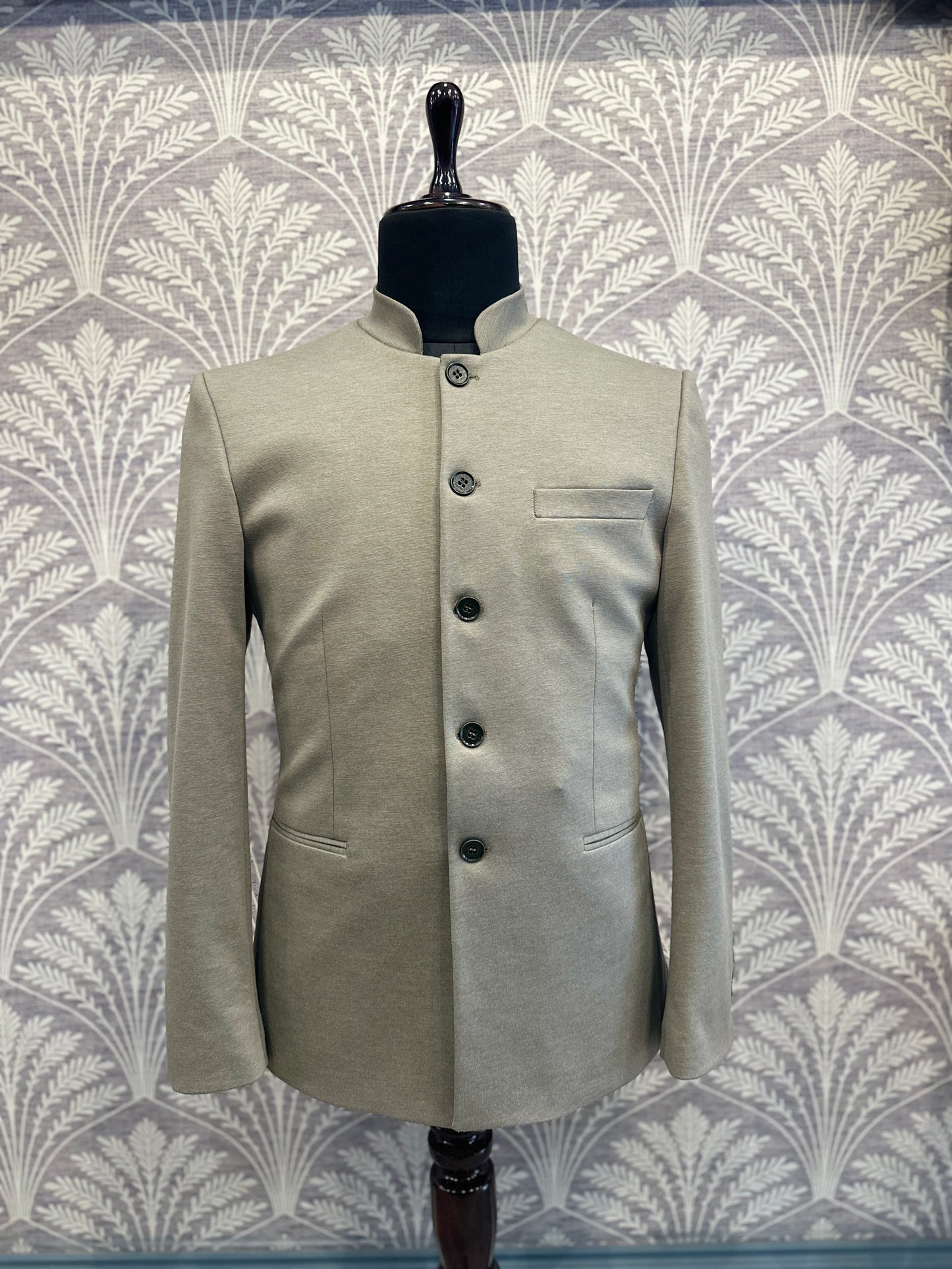 Pista Green Slim Fit Bandhgala Suit with Pants